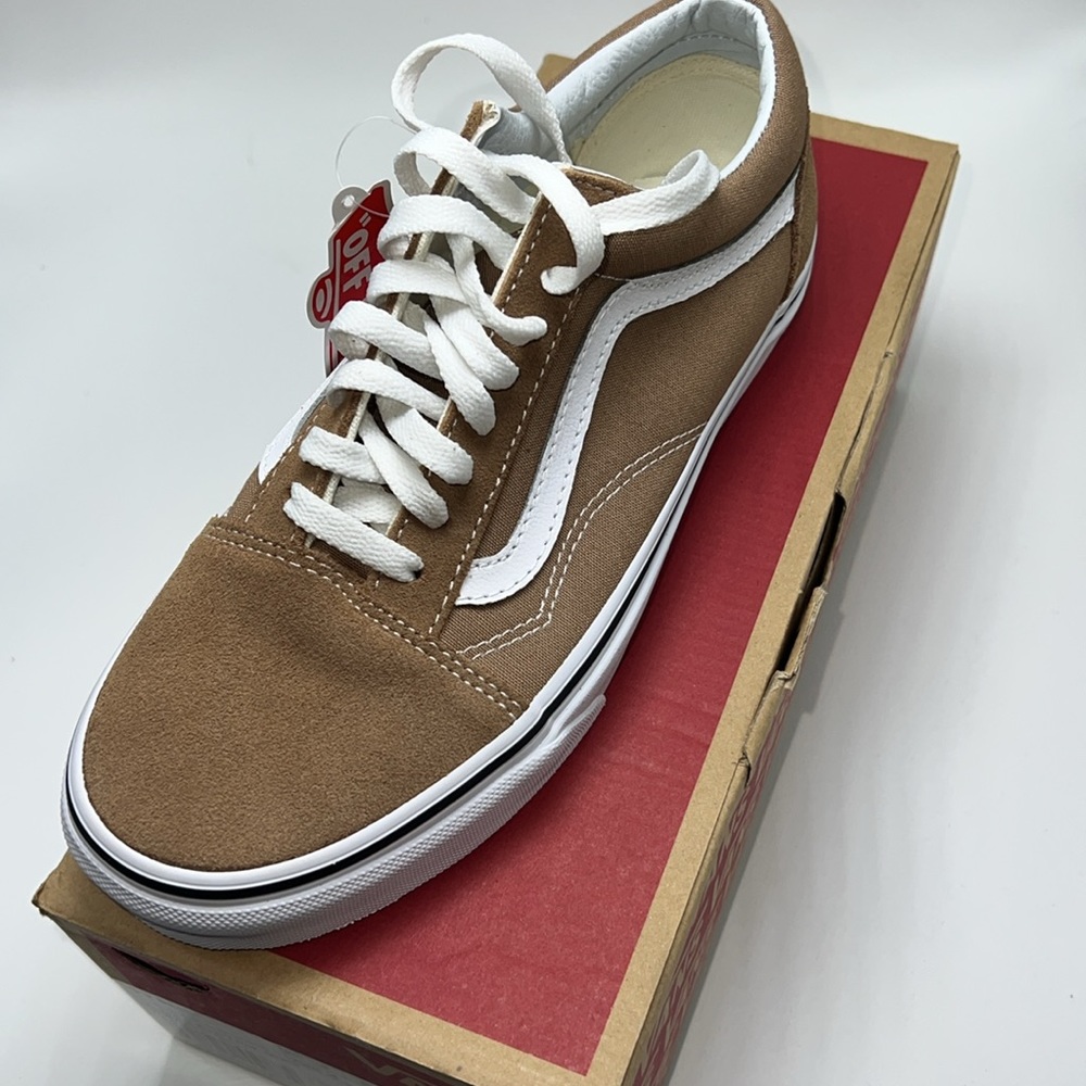 🤎NWT VANS OLD SKOOL VINTAGE SNEAKER IN TIGERS EYE/TRUE WHITE - Picture 9 of 15